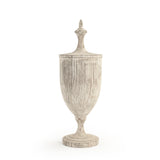 Wooden Finial Urn White Wash Poplar LI-S10-06-47 Zentique