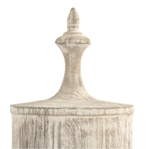 Zentique Wooden Sculpted Finial Urn — Solid Poplar Decorative Accent for Mantel, Console, Table Centerpiece W8.5 x H25.5 x D8.5 LI-S10-06-47