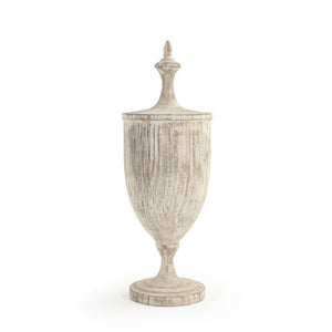 Zentique Wooden Sculpted Finial Urn — Solid Poplar Decorative Accent for Mantel, Console, Table Centerpiece W8.5 x H25.5 x D8.5 LI-S10-06-47