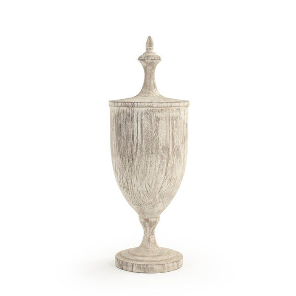 Zentique Wooden Sculpted Finial Urn — Solid Poplar Decorative Accent for Mantel, Console, Table Centerpiece W8.5 x H25.5 x D8.5 LI-S10-06-47