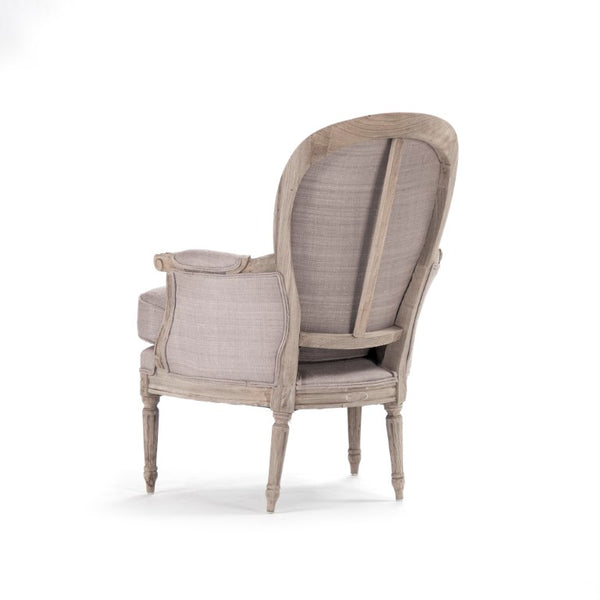 Zentique Sebastian Club Chair with Supportive Deep Seat and Tailored Details for Stylish Comfortable Lounging Dry Natural Elm, Grey Raw Silk LI-S10-11-61-2