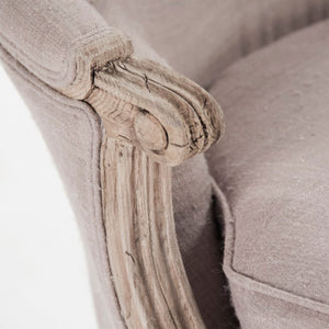 Zentique Sebastian Club Chair with Supportive Deep Seat and Tailored Details for Stylish Comfortable Lounging Dry Natural Elm, Grey Raw Silk LI-S10-11-61-2