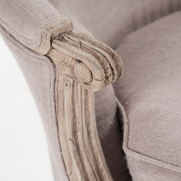Zentique Sebastian Club Chair with Supportive Deep Seat and Tailored Details for Stylish Comfortable Lounging Dry Natural Elm, Grey Raw Silk LI-S10-11-61-2