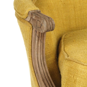 Zentique Sebastian Club Chair with Supportive Deep Seat and Tailored Details for Stylish Comfortable Lounging Dry Natural Elm, Yellow Raw Silk LI-S10-11-61