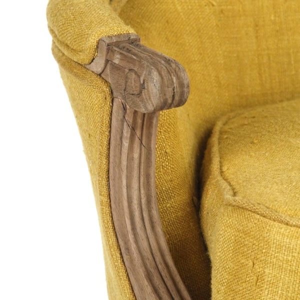 Zentique Sebastian Club Chair with Supportive Deep Seat and Tailored Details for Stylish Comfortable Lounging Dry Natural Elm, Yellow Raw Silk LI-S10-11-61