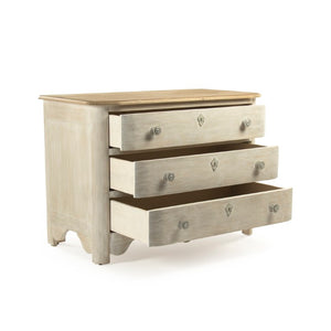 Zentique Patric Chest of Drawers in Solid Pine with Poplar Accents — Classic Timber Storage for Bedrooms Dry Natural Top, Weathered Base LI-S10-12-44 CC
