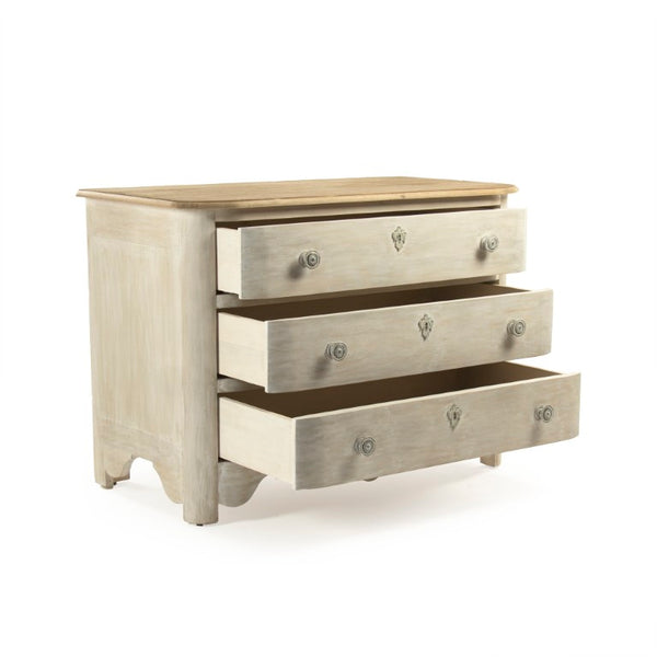 Zentique Patric Chest of Drawers in Solid Pine with Poplar Accents — Classic Timber Storage for Bedrooms Dry Natural Top, Weathered Base LI-S10-12-44 CC