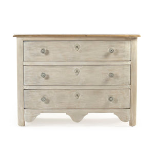 Zentique Patric Chest of Drawers in Solid Pine with Poplar Accents — Classic Timber Storage for Bedrooms Dry Natural Top, Weathered Base LI-S10-12-44 CC