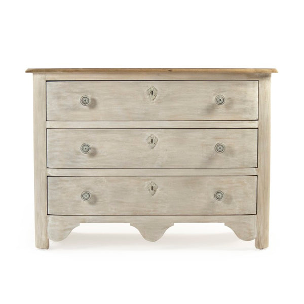 Zentique Patric Chest of Drawers in Solid Pine with Poplar Accents — Classic Timber Storage for Bedrooms Dry Natural Top, Weathered Base LI-S10-12-44 CC