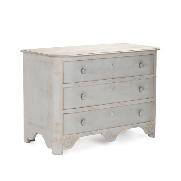 Zentique Patric Chest of Drawers in Solid Pine with Poplar Accents — Classic Timber Storage for Bedrooms Dry Natural Top, Distressed Grey Base LI-S10-12-44