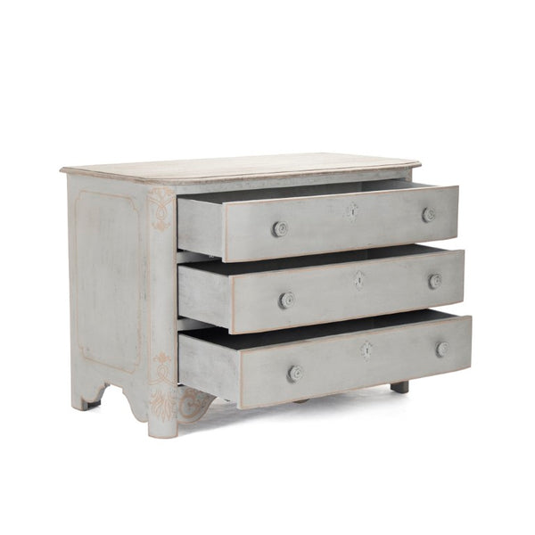 Zentique Patric Chest of Drawers in Solid Pine with Poplar Accents — Classic Timber Storage for Bedrooms Dry Natural Top, Distressed Grey Base LI-S10-12-44