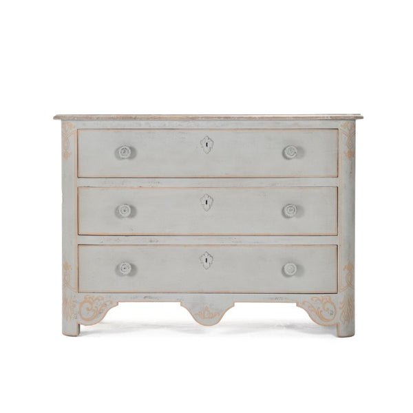 Zentique Patric Chest of Drawers in Solid Pine with Poplar Accents — Classic Timber Storage for Bedrooms Dry Natural Top, Distressed Grey Base LI-S10-12-44