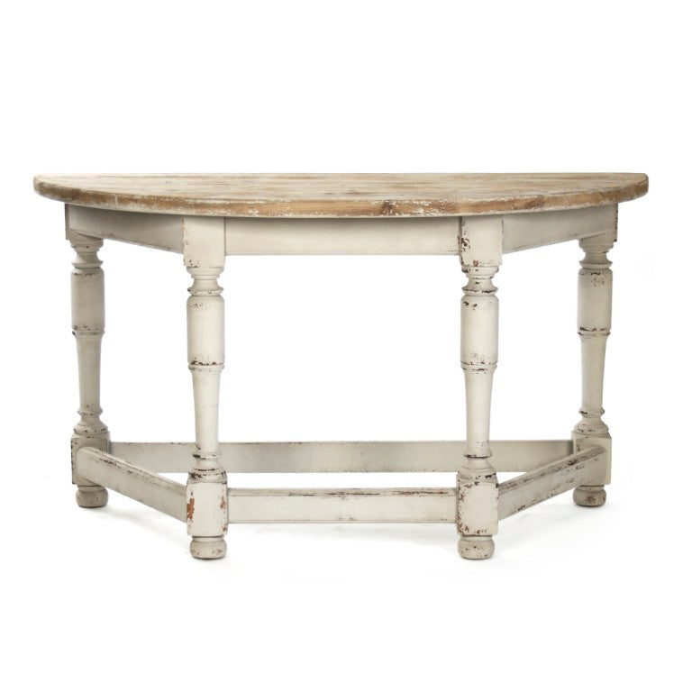 Zentique Rouen Solid Wood Console Table W53 x H29 x D24 – Birch & Pine Blend, Neutral Distressed Finish, Versatile Entryway Surface LI-S10-13-33