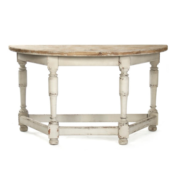 Zentique Rouen Solid Wood Console Table W53 x H29 x D24 – Birch & Pine Blend, Neutral Distressed Finish, Versatile Entryway Surface LI-S10-13-33