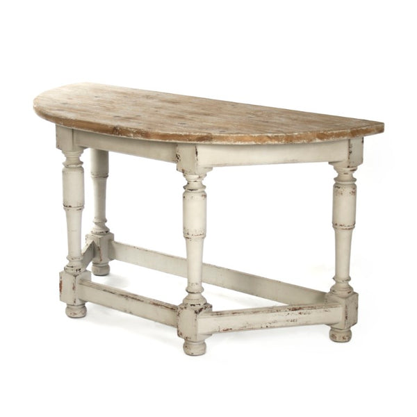 Zentique Rouen Solid Wood Console Table W53 x H29 x D24 – Birch & Pine Blend, Neutral Distressed Finish, Versatile Entryway Surface LI-S10-13-33