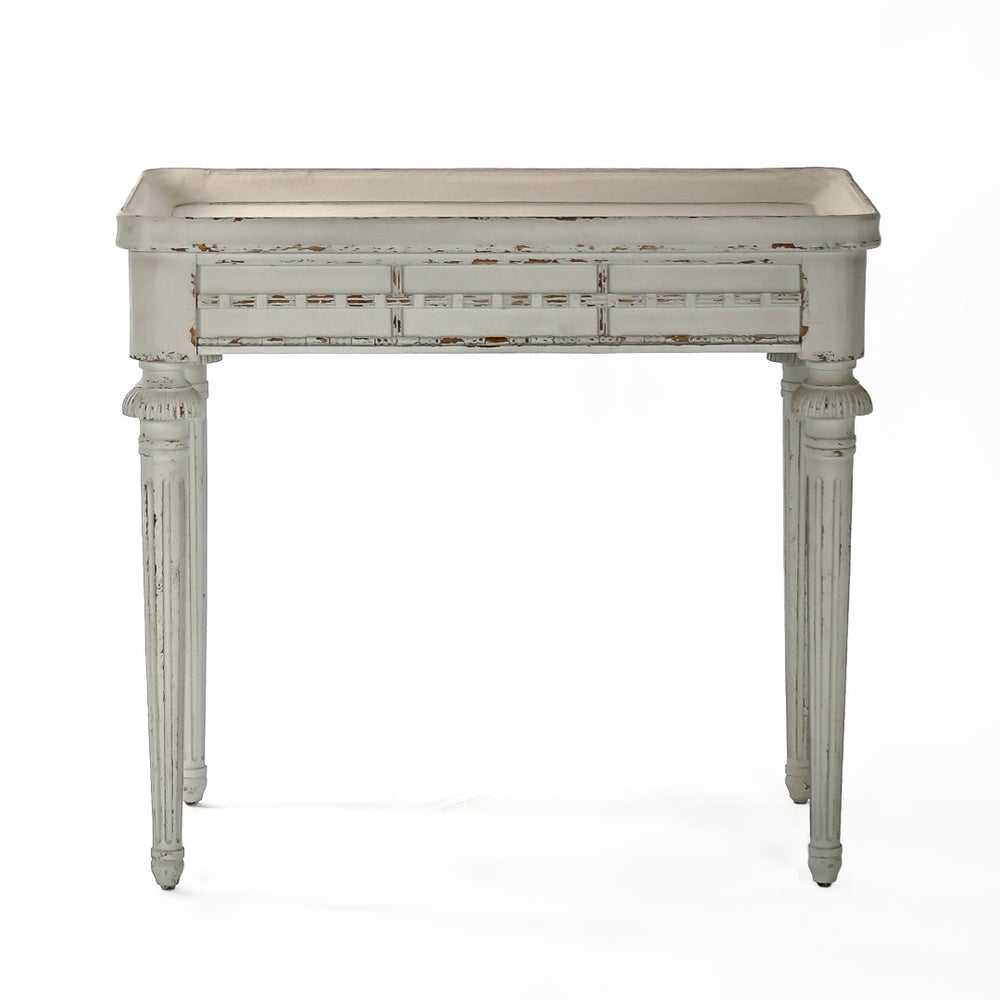 Zentique Macon Side Table - Rustic Grey Birch & Poplar Accent Table For Elegant Living Room Decor & Storage Distressed Grey Birch,Poplar Li-s10-13-44