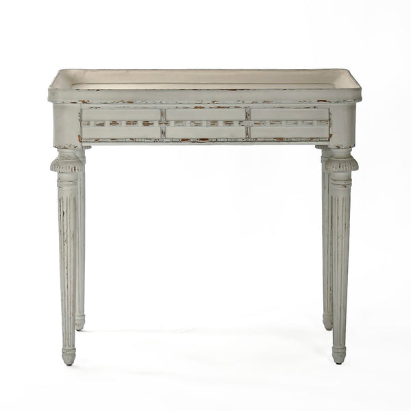 Zentique Macon Side Table - Rustic Grey Birch & Poplar Accent Table For Elegant Living Room Decor & Storage Distressed Grey Birch,Poplar Li-s10-13-44