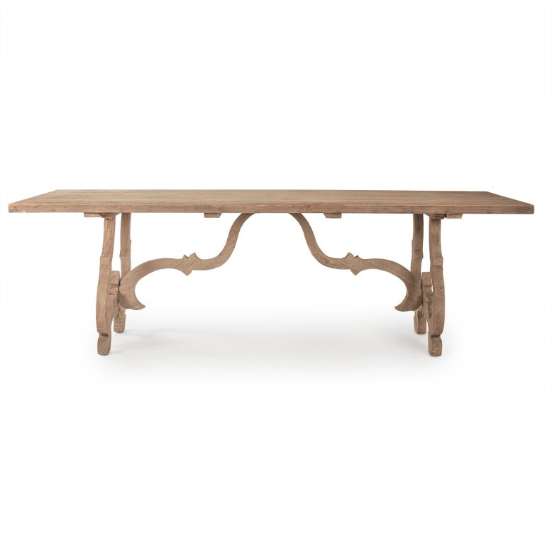 Zentique Nantes Elm Dining Table with Solid Base — Warm Wood Grain, Seats 4–6, Timeless Modern-Traditional Appeal LI-S10-25-35