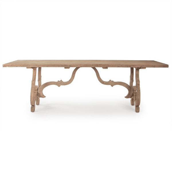 Zentique Nantes Elm Dining Table with Solid Base — Warm Wood Grain, Seats 4–6, Timeless Modern-Traditional Appeal LI-S10-25-35