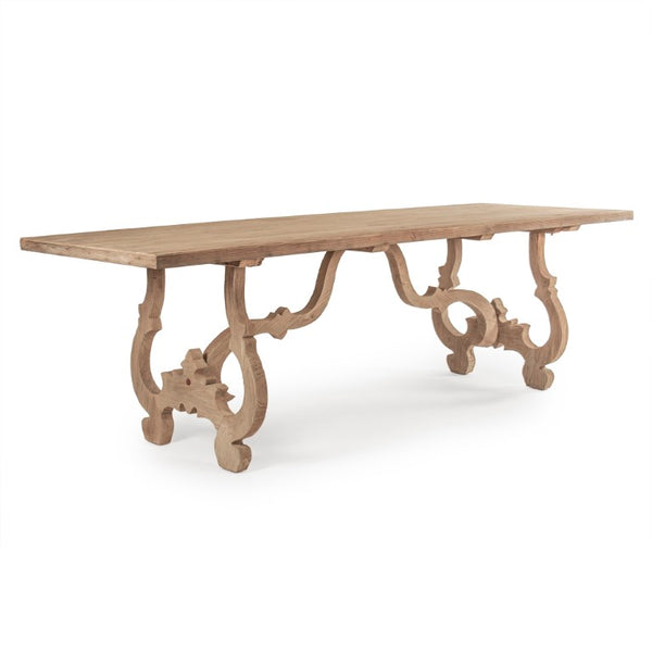 Zentique Nantes Elm Dining Table with Solid Base — Warm Wood Grain, Seats 4–6, Timeless Modern-Traditional Appeal LI-S10-25-35