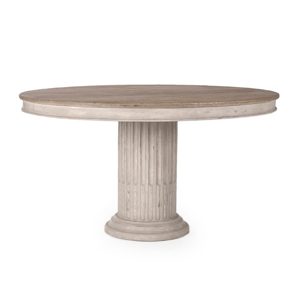 Zentique Montpellier Solid Elm & Pine Dining Table — 55" Square, Neutral Stain, Rustic Modern Design for Four (Durable) LI-S10-25-37