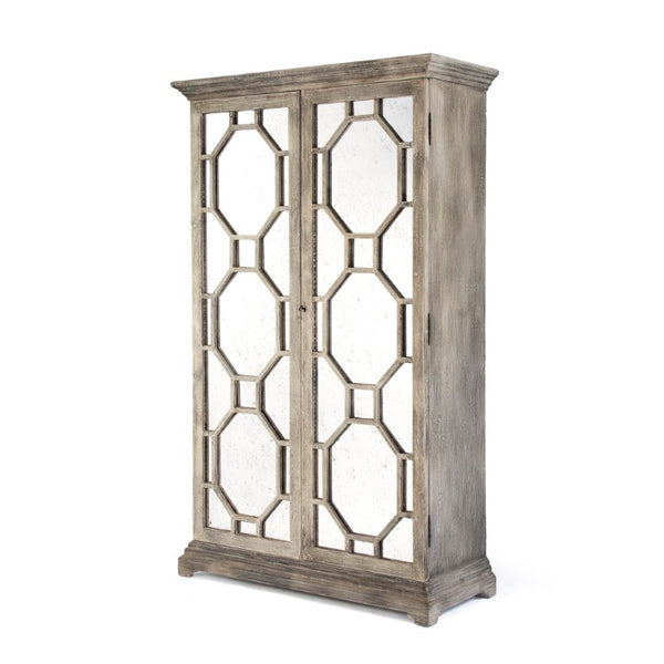 Zentique Gerald Solid Pine Cabinet with Poplar Accents — Compact 47"W x 86"H Storage, Classic Finish and Shelves LI-S11-12-78