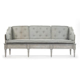 Tereza Bench Distressed Dove Grey Frame, Grey Blue Raw Silk LI-S12-21-85 Zentique