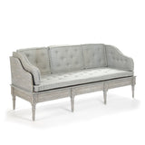 Tereza Bench Distressed Dove Grey Frame, Grey Blue Raw Silk LI-S12-21-85 Zentique