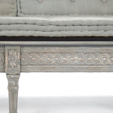 Tereza Bench Distressed Dove Grey Frame, Grey Blue Raw Silk LI-S12-21-85 Zentique