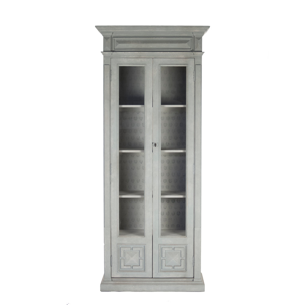 Nathaniel Cabinet Palladian Blue Exterior, Patterned Cream Interior LI-S13-12-109 Zentique