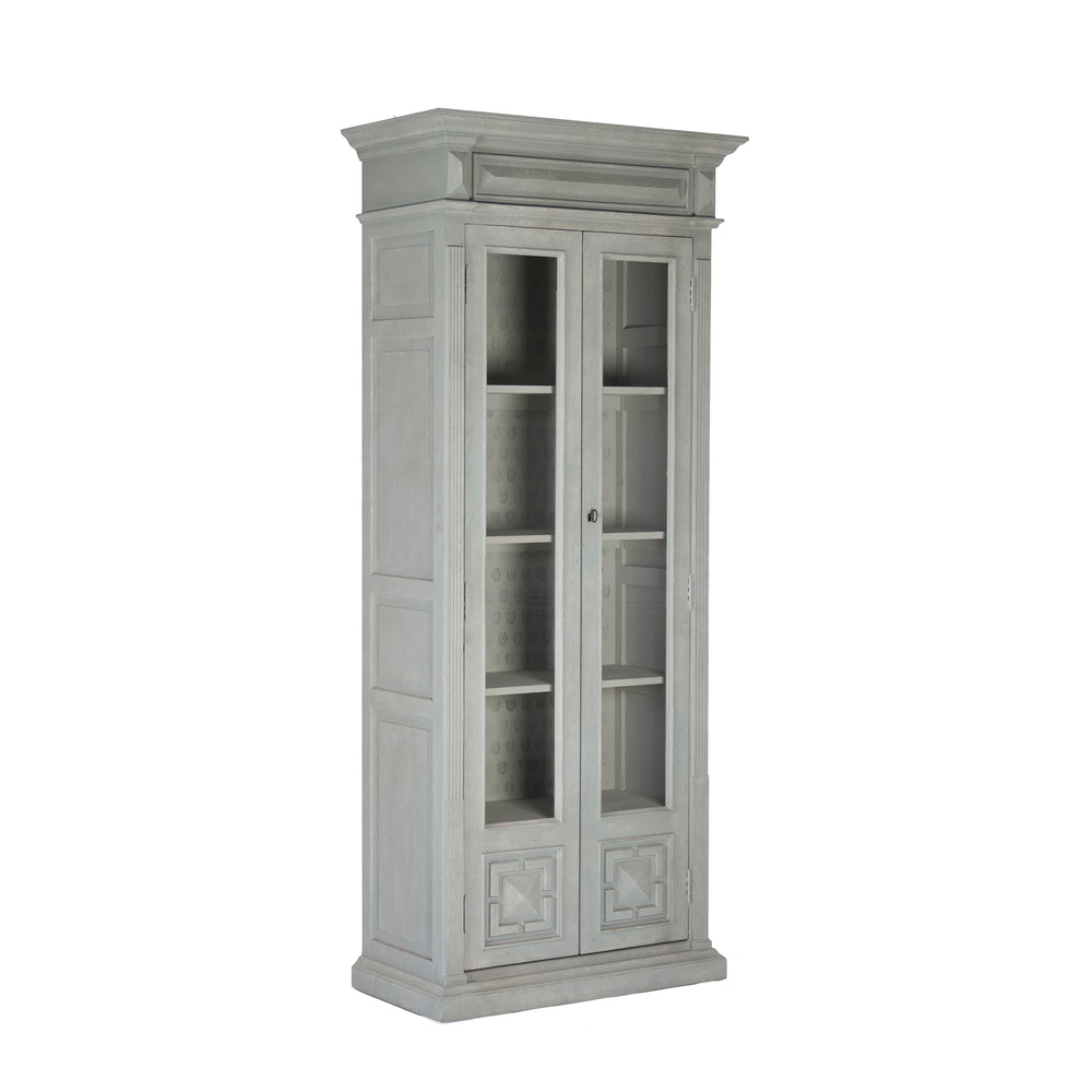 Nathaniel Cabinet Palladian Blue Exterior, Patterned Cream Interior LI-S13-12-109 Zentique