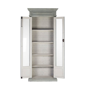 Nathaniel Cabinet Palladian Blue Exterior, Patterned Cream Interior LI-S13-12-109 Zentique