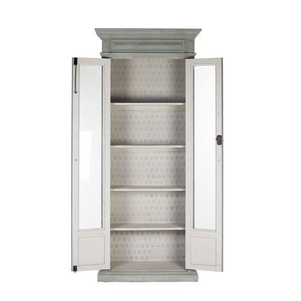 Nathaniel Cabinet Palladian Blue Exterior, Patterned Cream Interior LI-S13-12-109 Zentique