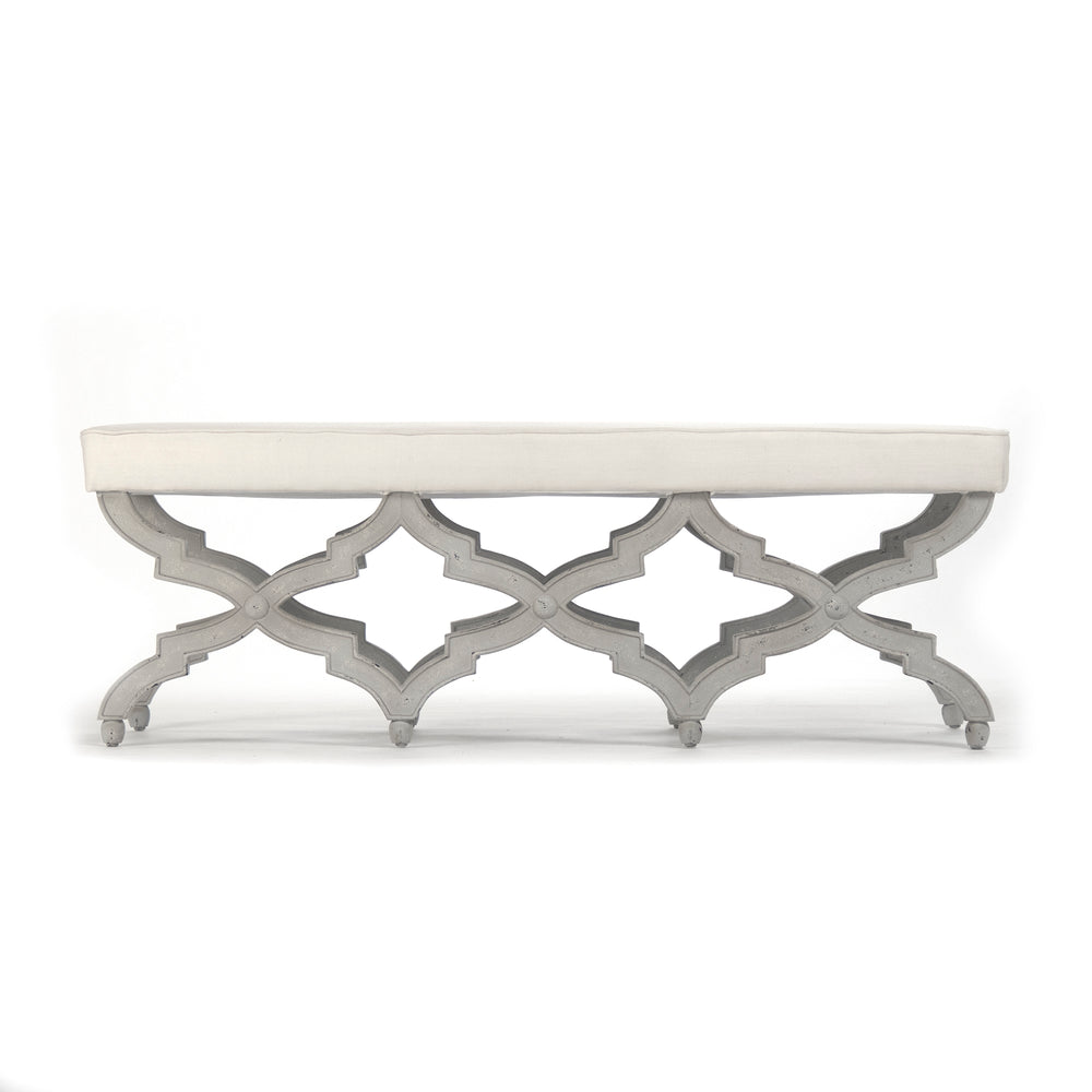 Judith Bench Distressed Grey Birch, Off-White Linen LI-S13-18-100 Zentique