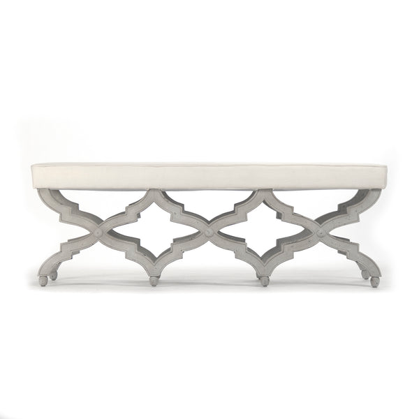 Judith Bench Distressed Grey Birch, Off-White Linen LI-S13-18-100 Zentique
