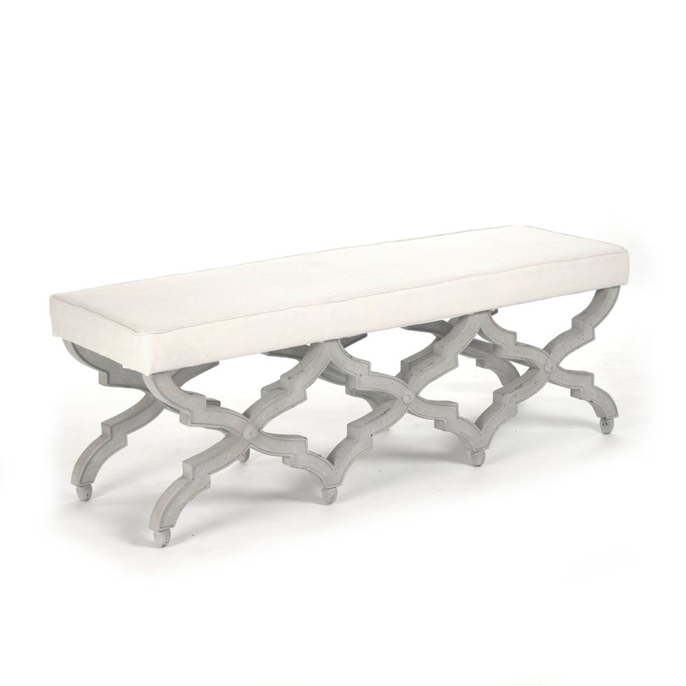 Judith Bench Distressed Grey Birch, Off-White Linen LI-S13-18-100 Zentique