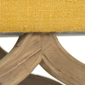 Zentique Judith Yellow Upholstered Bench – Mid-Century Modern Low-Profile Seat, Raw Silk, Birch Frame, 57" LI-S13-18-100 Yellow