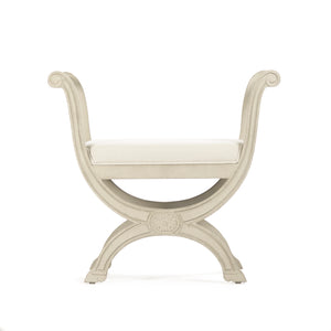 Beatrice Stool Distressed Off-White Birch, Off-White Linen LI-S13-18-96 Zentique