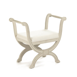 Beatrice Stool Distressed Off-White Birch, Off-White Linen LI-S13-18-96 Zentique