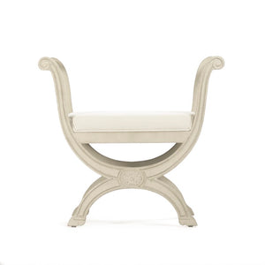 Zentique Beatrice Linen Upholstered Stool with Birch Frame — Scandinavian Compact Vanity Seat, Reinforced Joinery LI-S13-18-96