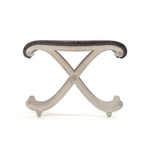 Zentique Coral Velvet Stool with Sculptural Birch Frame — Compact Vanity Seat, Plush Coastal Accent, 24"W LI-S13-18-99