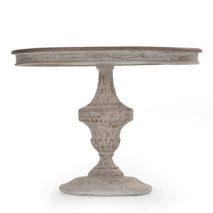 Zentique Jesse Table - Rustic Elegance With Distressed Base, Poplar Wood & Natural Elm Top For Dining Spaces Natural Top,Distressed Base Poplar,Elm Li-s13-25-92