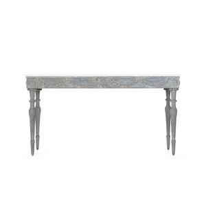 Lucien Table White Top, Distressed Blue Grey Base LI-S13-26-89 Zentique