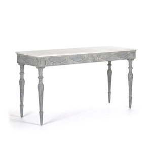 Lucien Table White Top, Distressed Blue Grey Base LI-S13-26-89 Zentique