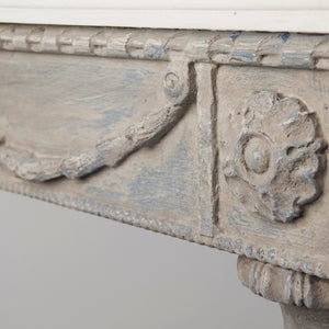 Lucien Table White Top, Distressed Blue Grey Base LI-S13-26-89 Zentique