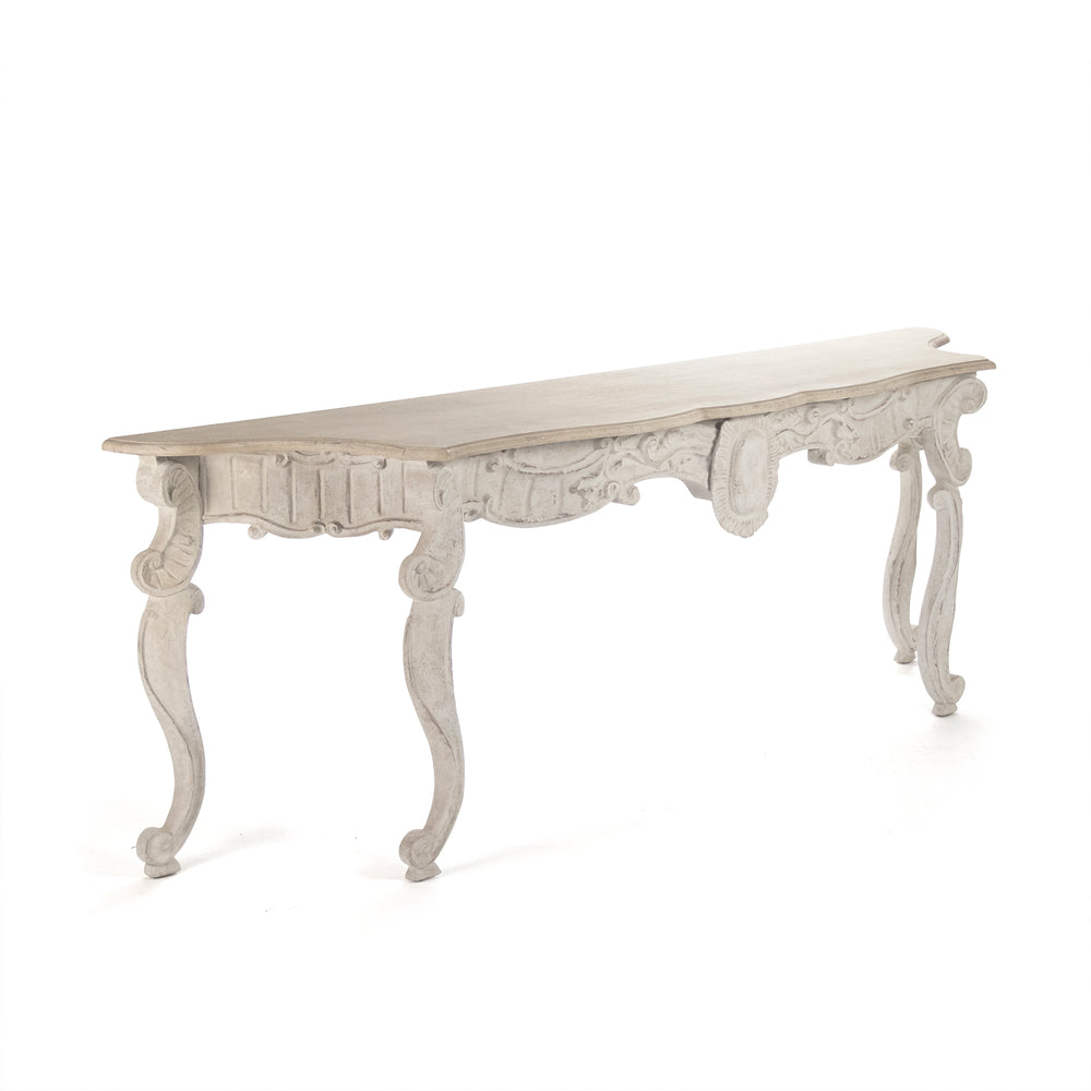 Abraham Table Natural Top, Distressed Off-White Base LI-S13-26-92 Zentique
