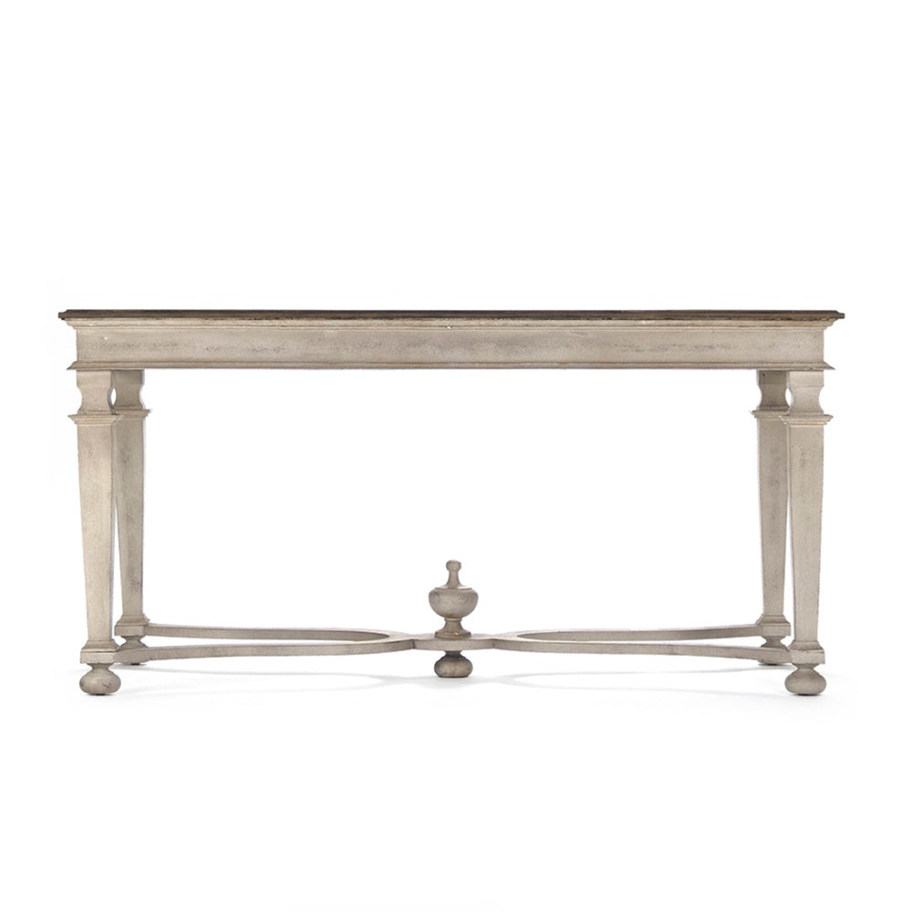 Zentique Tiffany Table: Exquisite Birch Wood Design With Distressed Finish For Rustic Elegance In Any Room Distressed Brown Top,Distressed Off,White Base Birch Li-s13-26-94
