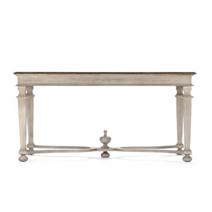 Zentique Tiffany Table: Exquisite Birch Wood Design With Distressed Finish For Rustic Elegance In Any Room Distressed Brown Top,Distressed Off,White Base Birch Li-s13-26-94