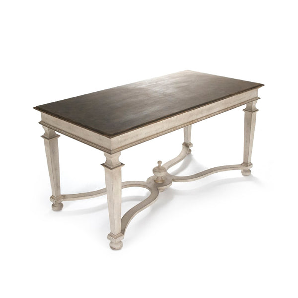 Zentique Tiffany Table: Exquisite Birch Wood Design With Distressed Finish For Rustic Elegance In Any Room Distressed Brown Top,Distressed Off,White Base Birch Li-s13-26-94