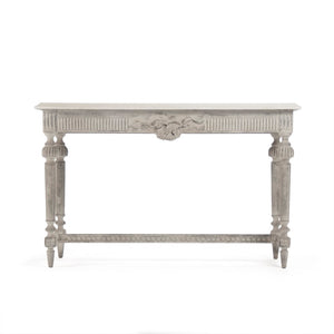 Zentique Moses Console Table - Elegant Birch White Top With Distressed Grey Base For Rustic Home Decor Charm White Top,Distressed Grey Base Birch Li-s13-30-18